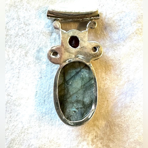 Beautiful lg labradorite pendant amethyst garnet topaz sterling silver stunning - Picture 7 of 7